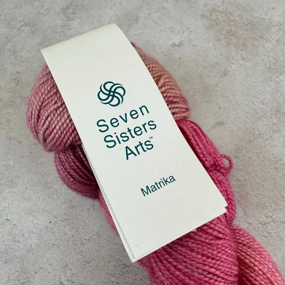 Destash Hand Dyed Seven Sisters Art Matrika Yarn Pink Hibiscus Merino Silk 400yd